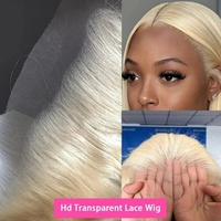 Perruques de cheveux humains indiens vierges lisses roux transparentes HD pour femmes, sans colle, double trame, pré-épilées, avec dentelle frontale