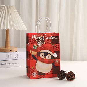 Bolsa de Regalo de Papel Kraft con Estampado de Muñeco de Nieve Navideño, Tipo Tote, Resistente al Agua, a los Golpes y al Polvo, Color y Tamaño Personalizables, Venta al Por Mayor - Product Image 3