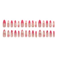 Faux Ongles Amande en Acrylique avec Charme Floral 3D Exquis – Nouvelle Tendance Populaire – 24 Pièces à Presser – Fournisseur Quotidien en Gros