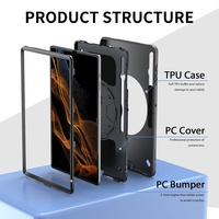 Étui robuste pour tablette Samsung Tab S8 Ultra 14,6 pouces SM-X930 SM-X936B avec support rotatif à 360° et coins renforcés