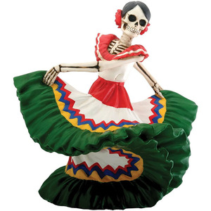 Day of the Dead Dancing Senorita, Skeleton Dod Dancing Senorita Green Figurine - Product Image 1