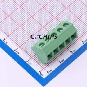 DB127S-5.0-5P-GN-S Screw Terminal Block Through hole Component (THT),P=5mm Connector 1x5P 5mm Green Through Hole - Product Image 1