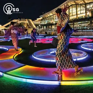 SG 음악 축제 다채로운 휴대용 원형 Led 벽돌 빛 3D 디지털 LED 민감한 RGB 댄스 플로어 야외 조명