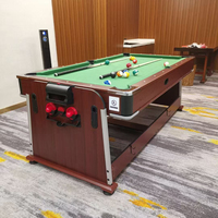 Nouvelle table de jeu multifonctionnelle 4 en 1 de couleur marron Table de billard de 7 pieds avec jeu de salle à manger de hockey sur air de ping-pong