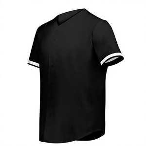 Camiseta de Béisbol Personalizada Unisex Negra y Rosa, 100% Poliéster, Impresión por Transferencia de Calor, Cuello en V, Manga Corta, Ajustada, Absorbe la Humedad - Product Image 1