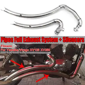 For YAMAHA Virago V Star XV125 XV250 1988-2022 Motorcycle Motorbike Muffler Full Exhaust System Pipes Silencer Stainless Steel