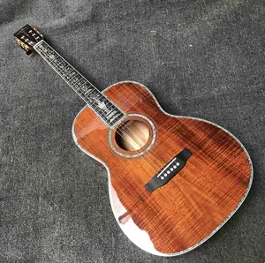 Custom 39" koa wood OOO body parlor folk acoustic guitar 100% all real abalone guitar 000-45 OM-45 guitar OEM