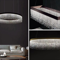 Lustre moderne en cristal pour table à manger, luminaire suspendu LED rectangulaire pour salle à manger