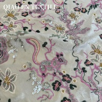 High-End gaya Cina kain bordir tiga dimensi bunga emas tupai gaun Cheongsam rompi 120gsm pernikahan gadis