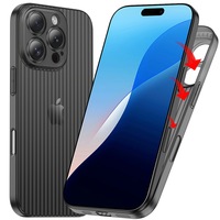 Étui de téléphone en PP ondulé en titane naturel pour iPhone 16 Pro Max Plus, coque arrière rigide mate givrée antichoc