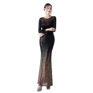 Robes de soirée pour femmes, longues, à plumes, couleur unie, dernier design personnalisé, nouveau style, polyester/coton - Product Image 1