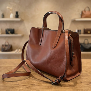 Sac à main pour femme BS INTERNATIONAL en cuir véritable, avec bandoulière, fermeture éclair, imperméable et antivol - Product Image 5
