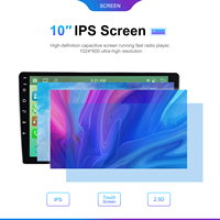Podofo Double Din layar IPS mobil, Radio mobil Android 10.1 inci 6 + 128GB 2 Din, layar IPS otomatis DSP GPS WIFI BT FM Autoradio