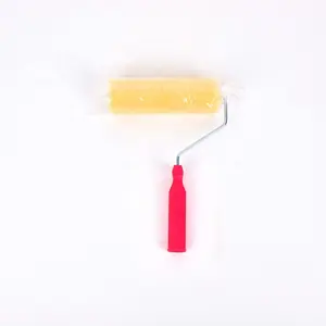 9 Inch Painting Tool Beige Yellow Roller Cover Red Plastic Handle Paint Roller Chip Brush For Wall Repair Roller Paint