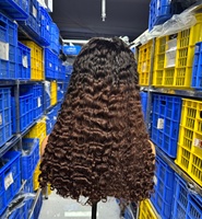 Perruques bouclées en cheveux humains birmans, densité élevée, 13x6, sans colle, dentelle transparente, avec mèches P4/30, perruque frontale bouclée en dentelle, vente en gros