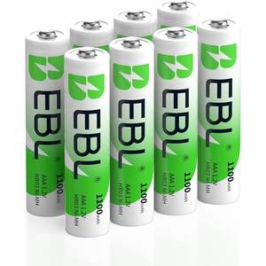 For EBL 8-Count <b>AAA</b> <b>Rechargeable</b> 1100mAh 1.2V Ni-MH Triple Remote Controls <b>Batteries</b> for Household Electronic Devices 1000mAh - Product Image 2