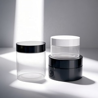 Bocaux en plastique PET de qualité alimentaire pour poudres en vrac et lotions, capacités de 30 ml à 250 ml, avec logo personnalisé et bouchon à vis.