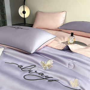 Edredón <span class=keywords><strong>de</strong></span> seda helada para verano, juego <span class=keywords><strong>de</strong></span> <span class=keywords><strong>cama</strong></span> con aire acondicionado, sensación fresca, juego <span class=keywords><strong>de</strong></span> edredón para dormitorio <span class=keywords><strong>de</strong></span> estudiantes en casa, edredón fino <span class=keywords><strong>de</strong></span> verano <span class=keywords><strong>de</strong></span> cuatro piezas - Product Image 4
