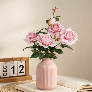 Bouquet de roses artificielles Dream Castle, fleurs en soie plastique, décoration de mariage et de maison - Product Image 2