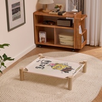 Lit pour animaux de compagnie en toile avec cadre en bois respectueux de l'environnement, hamac pour chat et chien pour divers petits animaux
