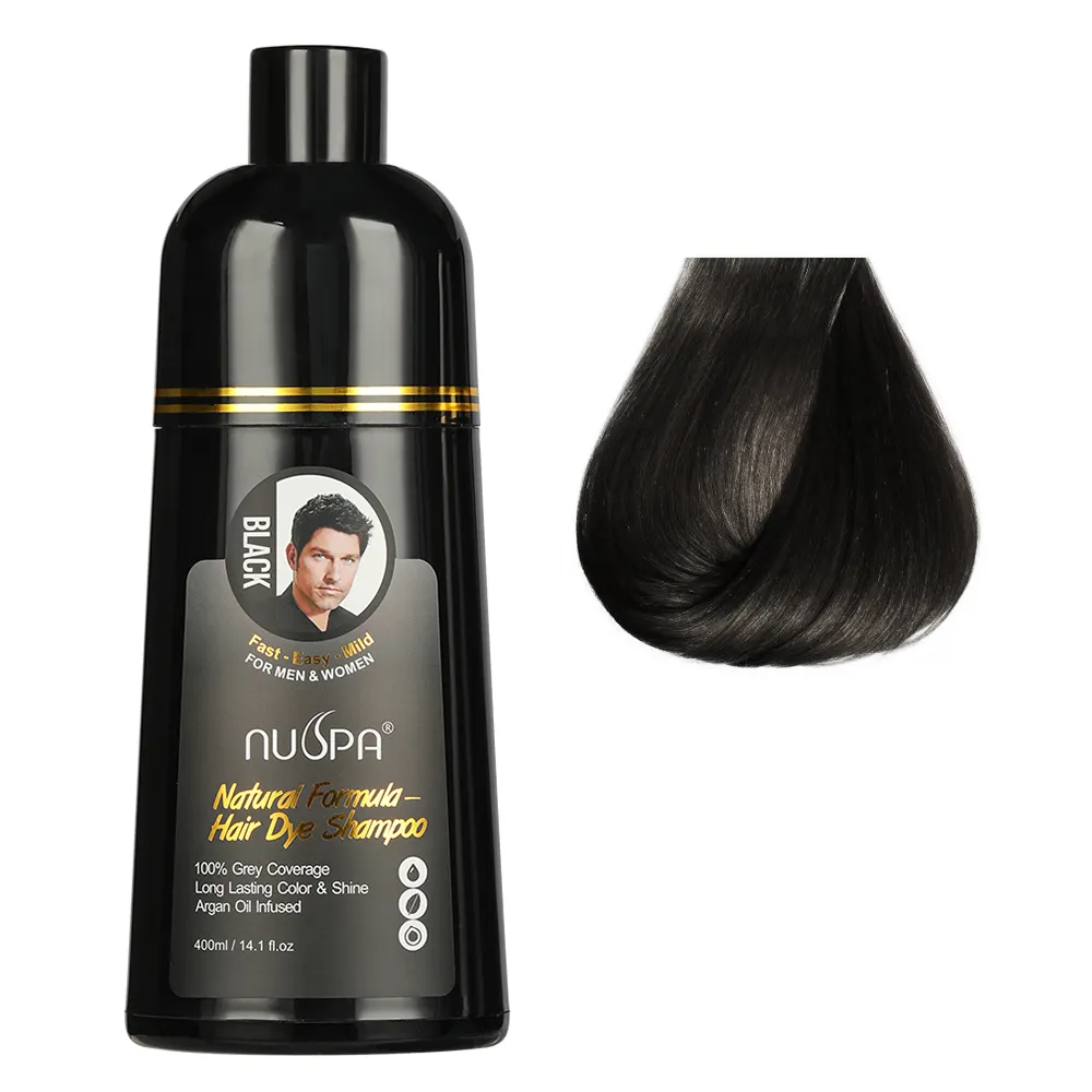 NUSPA Private Label 3 IN I Herbal Black Hair Color Shampoo Grey Coverage Instant Hair Dye Shampoo