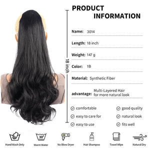 <span class=keywords><strong>Queue</strong></span> <span class=keywords><strong>de</strong></span> <span class=keywords><strong>cheval</strong></span> synthétique à nouer <span class=keywords><strong>de</strong></span> 18 pouces légèrement ondulée et dégradée, résistante à la chaleur, en fibre haute température pour femmes européennes - Product Image 2