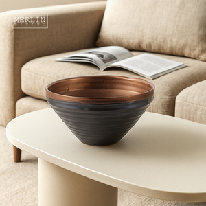 Maceta de cerámica esmaltada de Metal de lujo moderna <span class=keywords><strong>Merlin</strong></span> Living para decoración de jardín y jardineras para jardinería - Product Image 5
