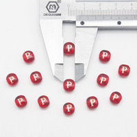 5 perles alphabet rouges de 8 mm, perles intercalaires en verre, perles rondes double face dorées avec lettres A-Z en cristal pour la fabrication de bijoux DIY