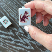 Tuiles de Mahjong américaines en acrylique rouge et blanc, jeu de Mahjong personnalisé imprimé pour les fêtes, les loisirs en famille