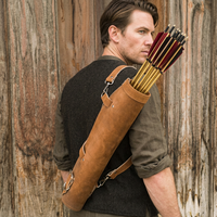 ESHALZ IMPEX - Flècheira de chasse et de tir à l'arc en cuir de vache personnalisée pour ensemble arc et flèches - Personnalisation complète disponible - 44 cm