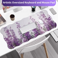 Tapis de souris gaming personnalisé violet Van Gogh, motif floral post-impressionniste, transfert thermique, en caoutchouc, 900x400mm, durable, en stock