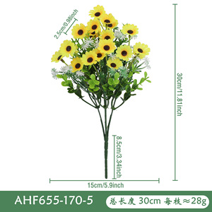 Bouquet de tournesols et marguerites en plastique et soie, pour décoration de mariage, maison et extérieur - Product Image 3
