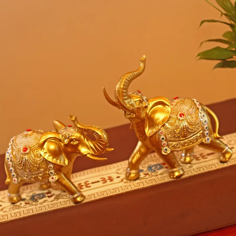 high quality room animal ornaments Huaqi MAB87 Resin Crafts auspicious Elephant Statue for Home Decoration