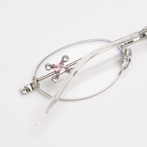 Lunettes de lecture ovales en métal rose Y2K 2026 avec strass pour femmes, monture carrée, verres anti-lumière bleue - Product Image 3