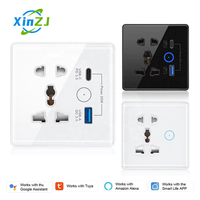 XZJ UK USB-Steckdose mit Typ-C Anschluss, Zeitgesteuerter Sprachfernbedienung, Universelle Tuya Smart Home WLAN-Steckdose Typ 86