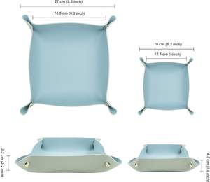 Plateau de rangement pliable en cuir PU pour pièces de monnaie, bonbons, bijoux, pour la maison, l'hôtel et les voyages - Product Image 3