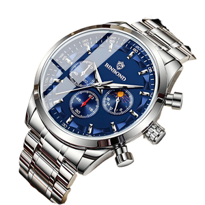 Reloj de Negocios Multifuncional para Hombre BINBOND PE, Cuarzo, Puntero Chenlong, Correa de Acero Inoxidable, Resistente al Agua y a los Arañazos - Product Image 1