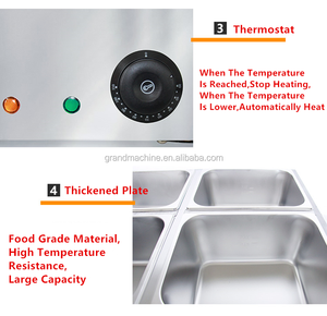Bain-marie professionnel en acier inoxydable à 4 plateaux, haute performance, facile à utiliser, avec thermostat, pour la restauration - Product Image 4