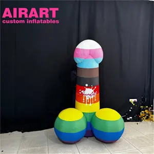 2 meter bunter aufblasbarer penis, individuelles aufblasbares dekoratives produkt peniskugel