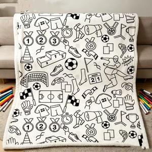 Coperta da colorare a tema calcio per bambini, plaid in pile fai-da-te a tema cuccioli con pennarelli per tessuti, regalo artistico educativo - Product Image 3