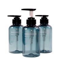 Bouteille carrée en plastique avec pompe à lotion de 100 ml, 200 ml, 300 ml pour shampoing, après-shampoing et gel douche