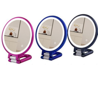 Miroir de maquillage LED portable rechargeable avec support réglable et 3 couleurs de lumière