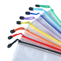 Bolsa de archivos de plástico transparente personalizada, organizador de carpetas coloridas, bolsa de documentos de PVC, bolsas de malla con cremallera, bolsa de documentos impermeable