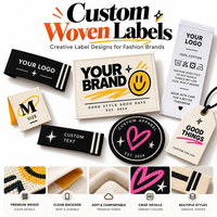 Étiquettes tissées personnalisées Yogoo Creative Style pour marques de mode, étiquettes graphiques Smiley Face pour vêtements, vente en gros