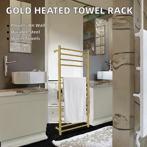 Hotel Wall-Mounted Heated Towel <b>Drying</b> <b>Rack</b> with Brushed Gold Finish Stainless Steel Construction Chrome Surface Modern Design - Product Image 3