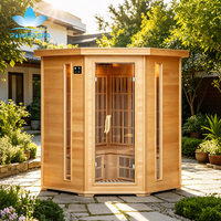 Traditionelle Finnische Outdoor-Saunakabine aus Kanadischer Rotzeder mit Wasserdichter Schwarzer Dacheindeckung und Hocheffizientem Ofen für den Garten