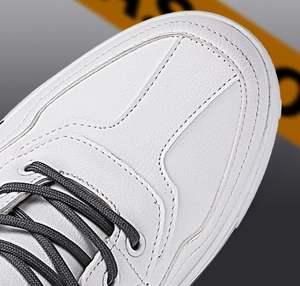 Zapatos de hombre estilo skate, versátiles, de color sólido, deportivos, casuales, antideslizantes y resistentes al desgaste, negros, de cuero, planos, para caminar. - Product Image 5