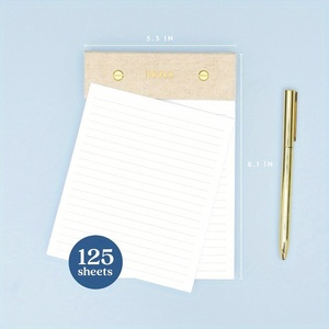 Almohadilla estética de 125 hojas con bolígrafo de gel dorado a juego 100 GSM páginas perforadas gruesas premium y cuadernos de lino de tapa dura - Product Image 4