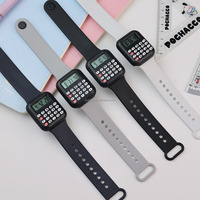 Jam Tangan Digital Sport J53 Grosir OEM Unisex Plastik Silikon Tombol Mini Kalkulator Belajar Anak Jam LED Kalkulator