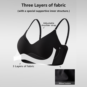 Reggiseno push-up senza ferretto HBC Spot all'ingrosso personalizzato da donna, taglie forti, traspirante, in maglia, con schiena incrociata, convertibile, a righe - Product Image 5